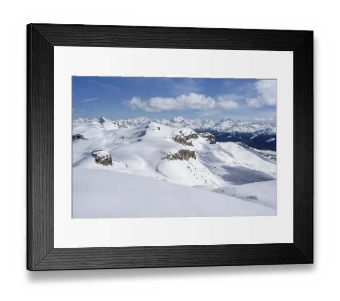 Framed Print : Mountain landscape with snow, view from the summit Wisshore to the Pointe de la Plaine Morte