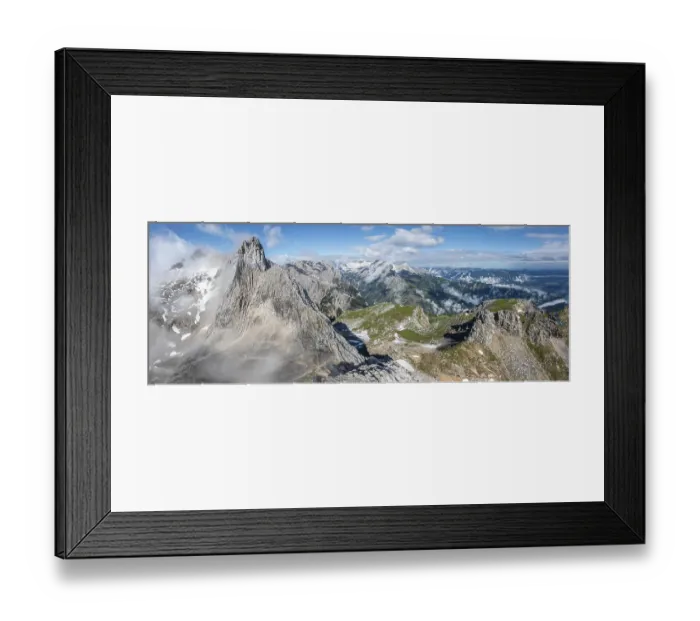 Framed Print : Alpine panorama, aerial view, Wettersteingrad with Partenkirchner Dreitorspitze