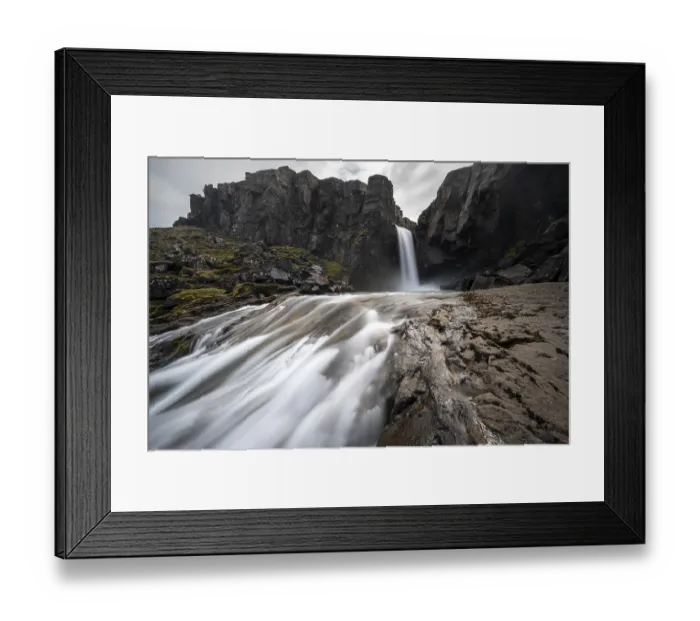 Framed Print : Folaldafoss Waterfall, Oexi Pass