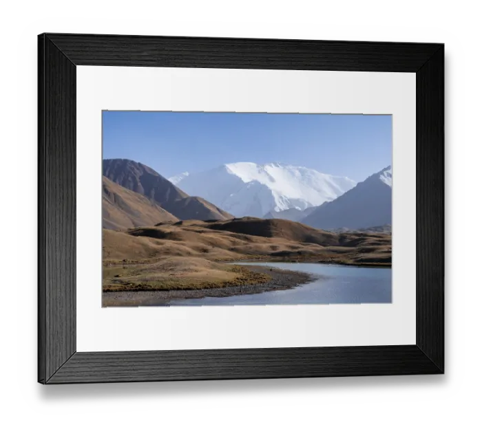 Framed Print : Mountains reflected in a small mountain lake