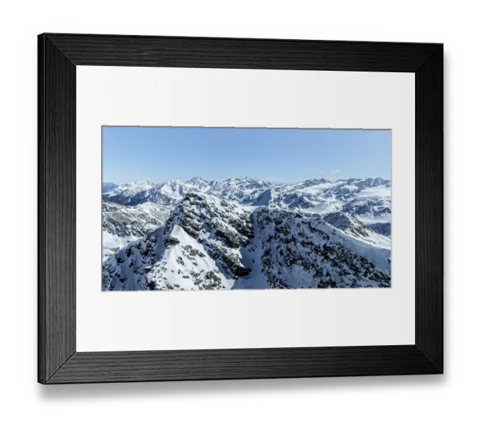 Framed Print : Aerial view, snow-covered mountain landscape