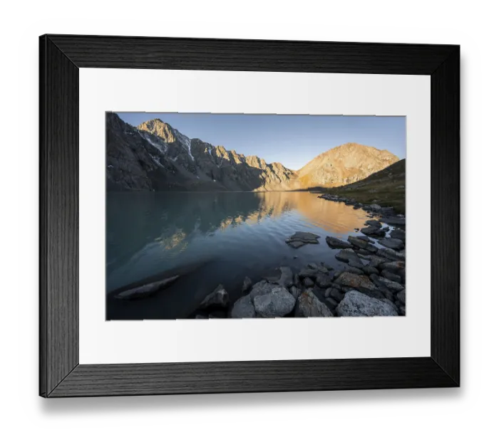 Framed Print : Mountains reflected in the lake