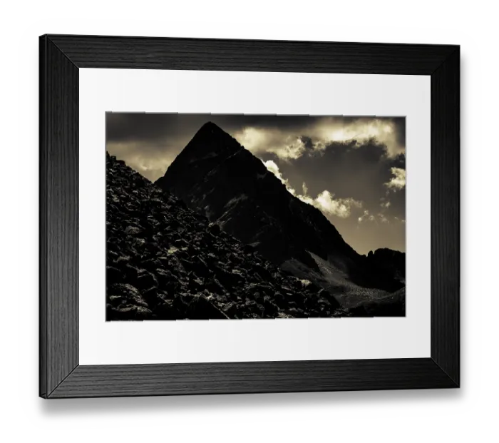 Framed Print : Striking peak of Piz OT in the backlight