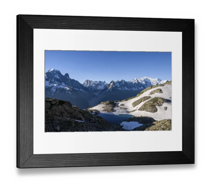 Framed Print : Mountain landscape in the morning light with mountain lake Lac Blanc