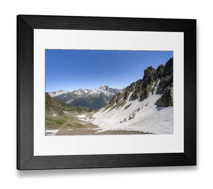 Framed Print : Mountain landscape with snow fields