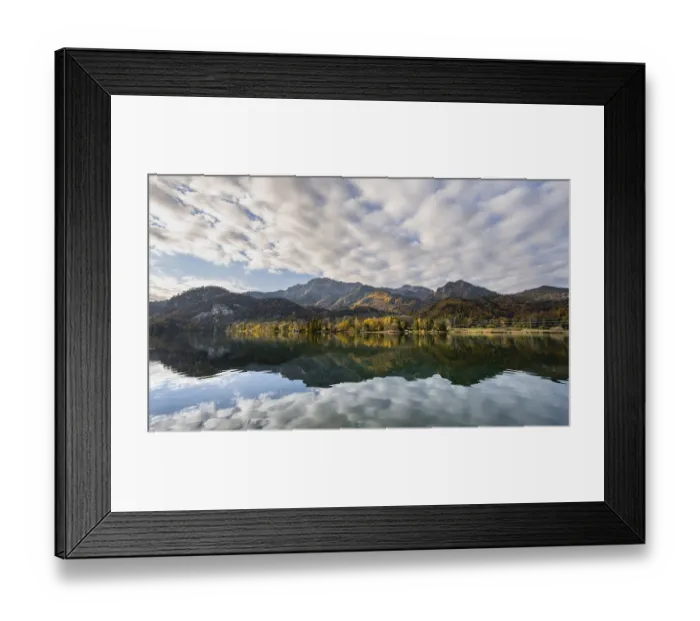 Framed Print : Autumnal mountain landscape with mountain peaks Herzogstand and Heimgarten