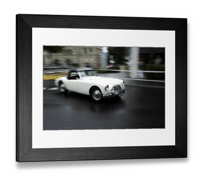 Framed Print : Vintage car in motion, Switzerland, Europe