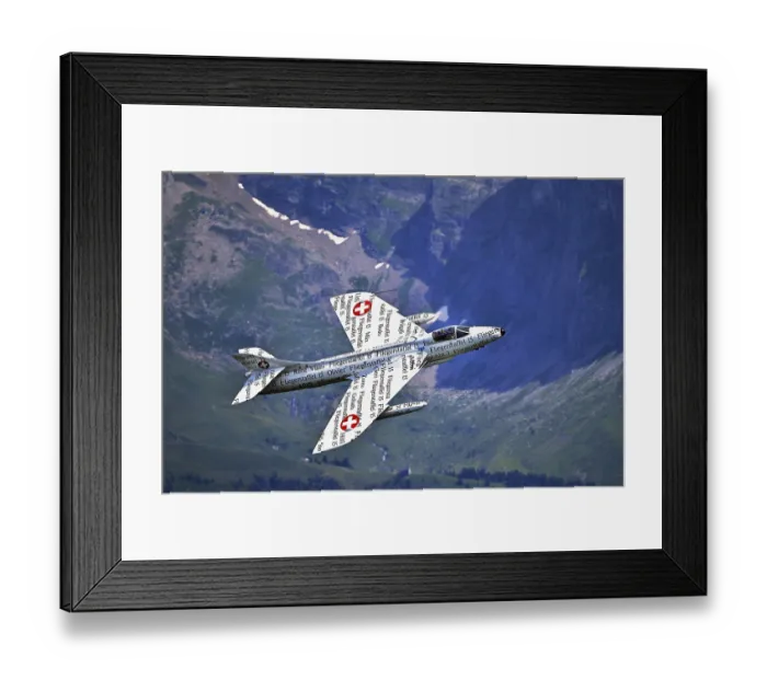 Framed Print : Vintage fighter plane, Hawker Hunter Papyrus