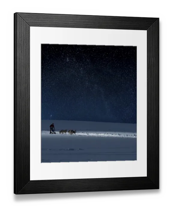 Framed Print : Sled dogs in the starry sky