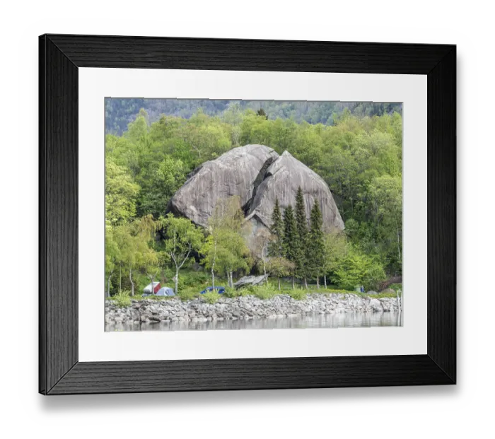 Framed Print : Split rock, campground of Odda City at Sorfjord