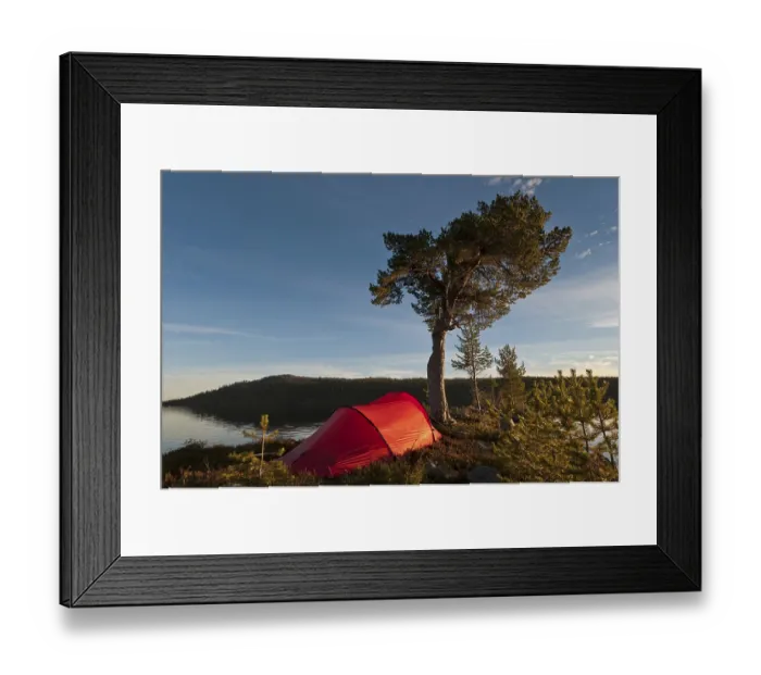 Framed Print : Tent at Lake Gutulisjoen, Gutulia National Park