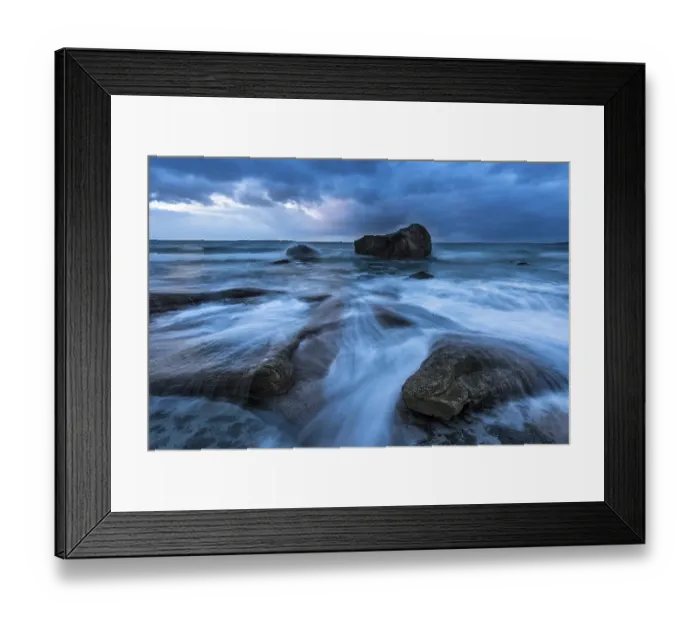 Framed Print : Rocks on the beach Utakleiv, Vestvagoy