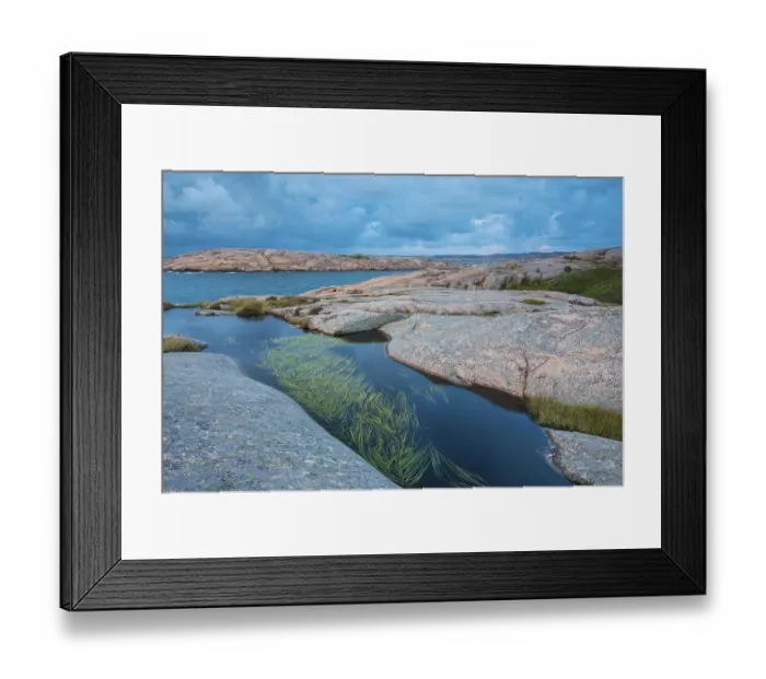 Framed Print : Evening atmosphere, rocky coast near Smoegen