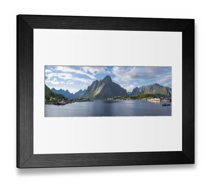 Framed Print : Reine, Reinefjord with mountains Framed Print : Reine, Reinefjord with mountains