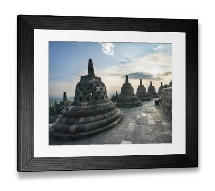 Framed Print : Temple complex Borobudur, Stupas