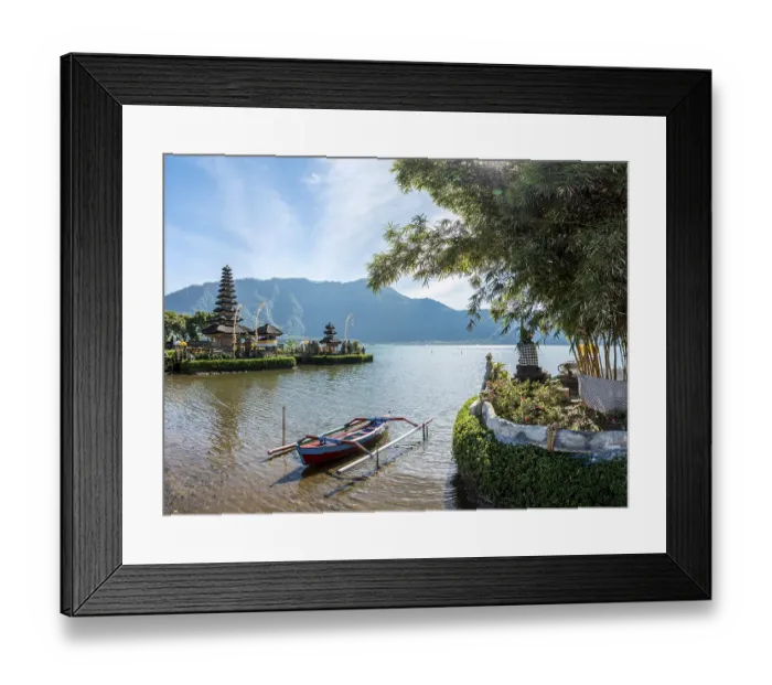 Framed Print : Boat at the Buddhist water temple Pura Ulun Danu Bratan Framed Print : Boat at the Buddhist water temple Pura Ulun Danu Bratan