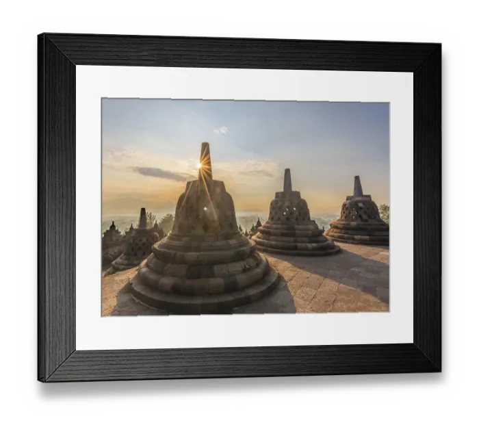 Framed Print : Borobudur temple, stupas, sunrise Framed Print : Borobudur temple, stupas, sunrise