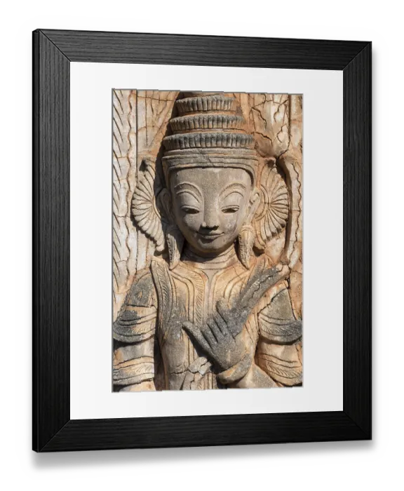 Framed Print : Deva statue at the ruined Nyaung Oak monastery in Inthein Framed Print : Deva statue at the ruined Nyaung Oak monastery in Inthein