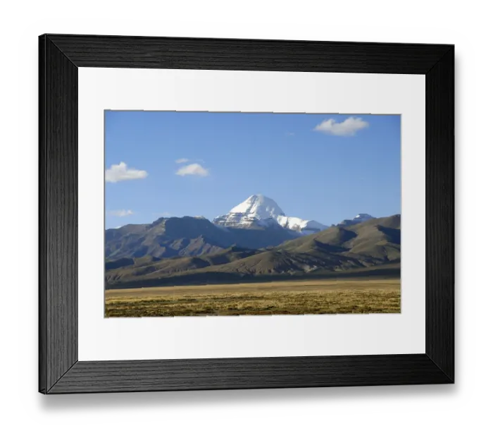 Framed Print : Tibetan Buddhism, vast plateau and the snow-capped sacred mountain of Mount Kailash
