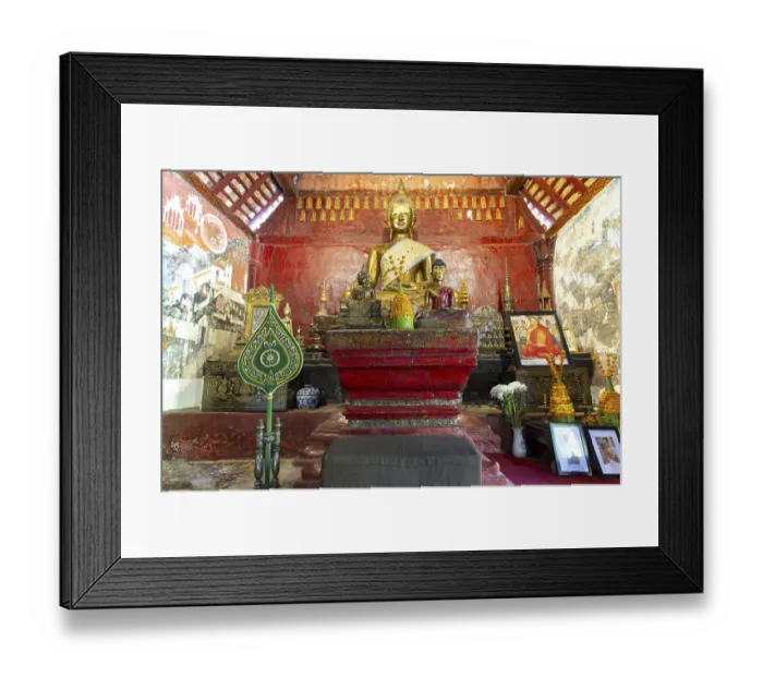 Framed Print : Golden Buddha statue, Bhumispara-mudra