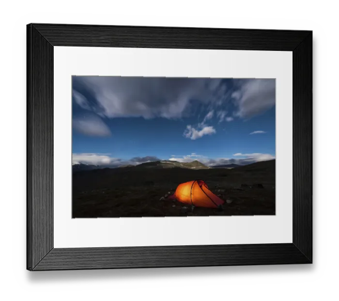 Framed Print : Tent in mountain landscape, Sarek National Park Framed Print : Tent in mountain landscape, Sarek National Park