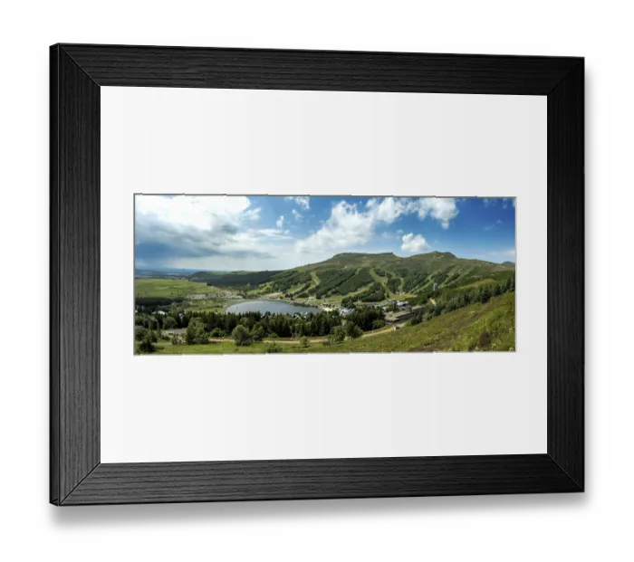 Framed Print : View of Lac des Hermines and Super-Besse winter sports resort in Auvergne Volcanoes Regional Nature Park Framed Print : View of Lac des Hermines and Super-Besse winter sports resort in Auvergne Volcanoes Regional Nature Park