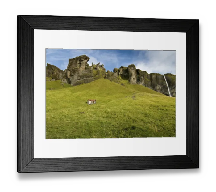 Framed Print : Landscape with waterfall in the southwest of Iceland Framed Print : Landscape with waterfall in the southwest of Iceland