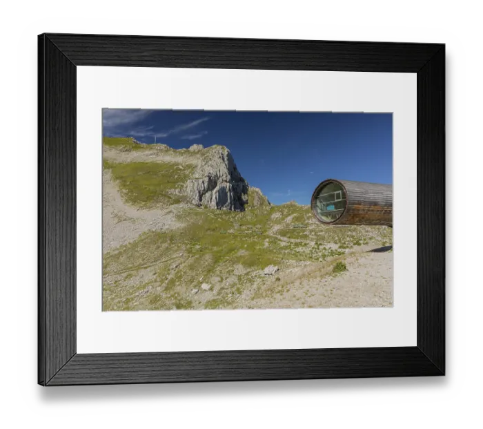Framed Print : Bergwelt Karwendel, Information center Karwendelgrube