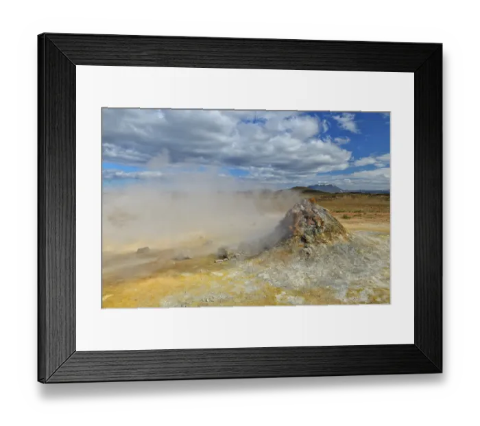 Framed Print : Steaming fumarole and solfatare