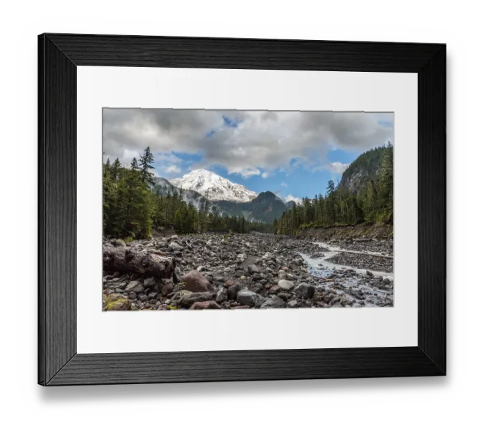 Framed Print : Great view on Mt Rainier from Nisqually river