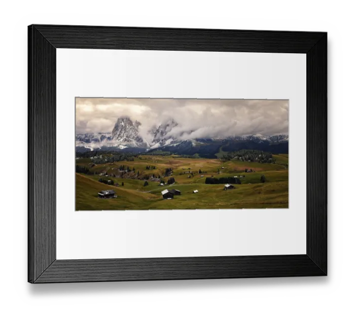 Framed Print : Snowy Alpe di Siusi, Seiser Alm