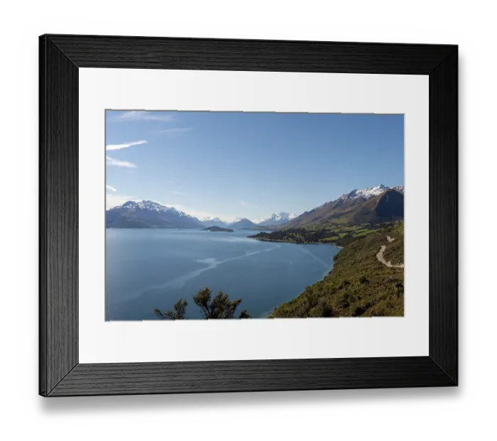 Framed Print : View towards Glenorchy on lake with mountains Framed Print : View towards Glenorchy on lake with mountains