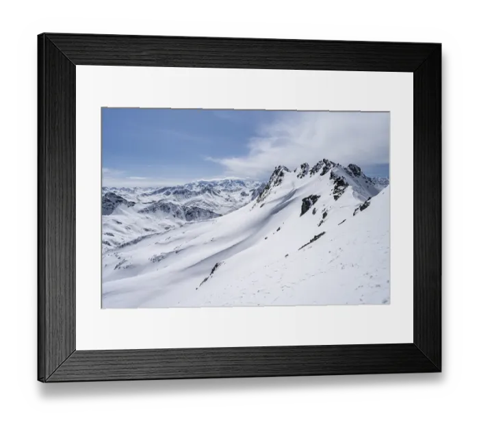 Framed Print : View of mountain panorama with mountain peaks of the Bernina group Framed Print : View of mountain panorama with mountain peaks of the Bernina group