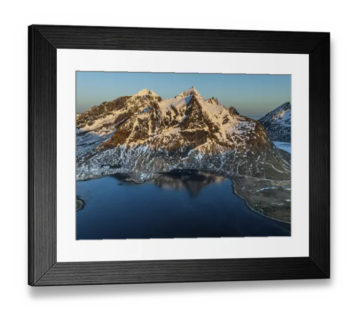 Framed Print : Aerial view of fjord, steep mountains Framed Print : Aerial view of fjord, steep mountains