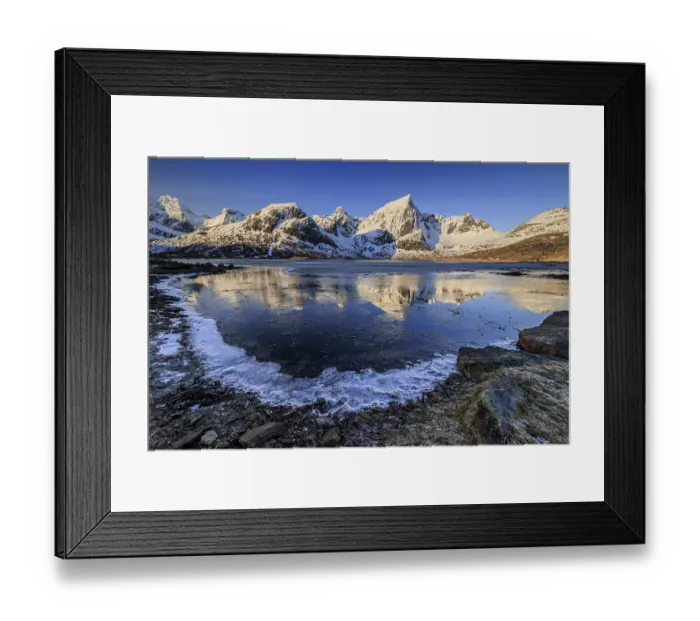 Framed Print : Sunrise, morning light, steep mountains and fjord Framed Print : Sunrise, morning light, steep mountains and fjord