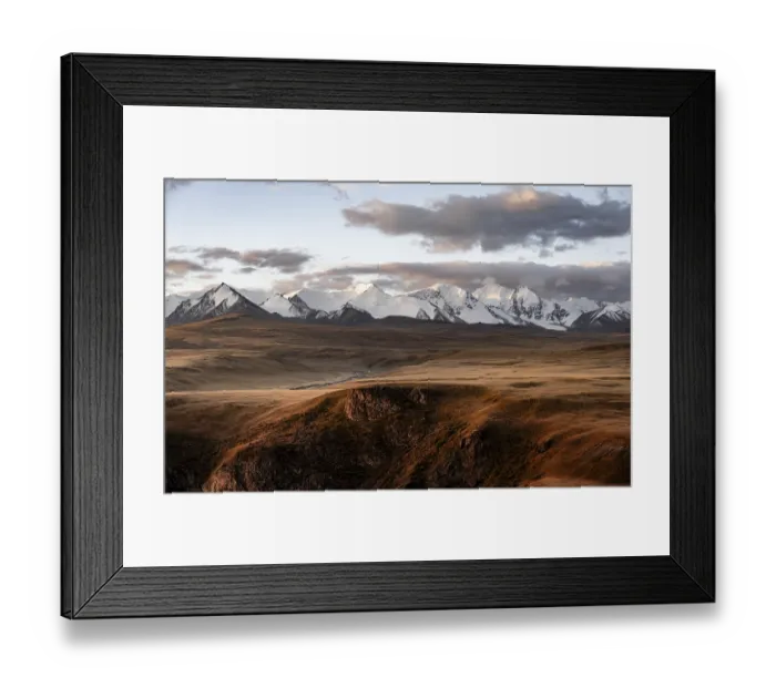 Framed Print : Glaciated and snow-covered mountains