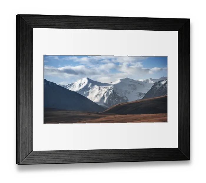 Framed Print : Glaciated and snow-covered mountains