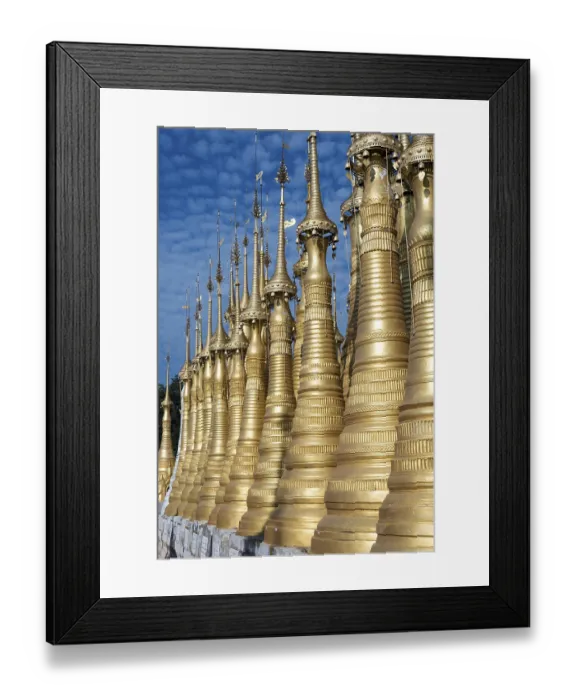 Framed Print : Golden stupas of Shwe Inn Thein Pagoda near Inthein (Indein) Framed Print : Golden stupas of Shwe Inn Thein Pagoda near Inthein (Indein)