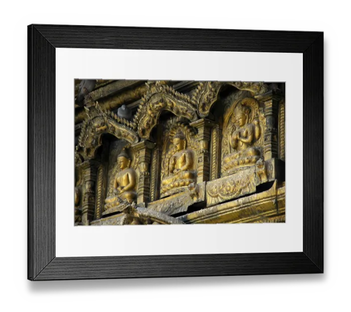 Framed Print : Three images of Buddha in gold Golden Temple Patan Kathmandu Nepal