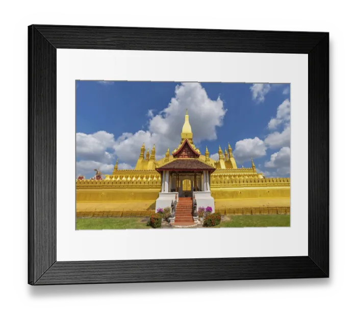 Framed Print : Vientiane Laos, city skyline at Wat Phra That Luang Golden Pagoda