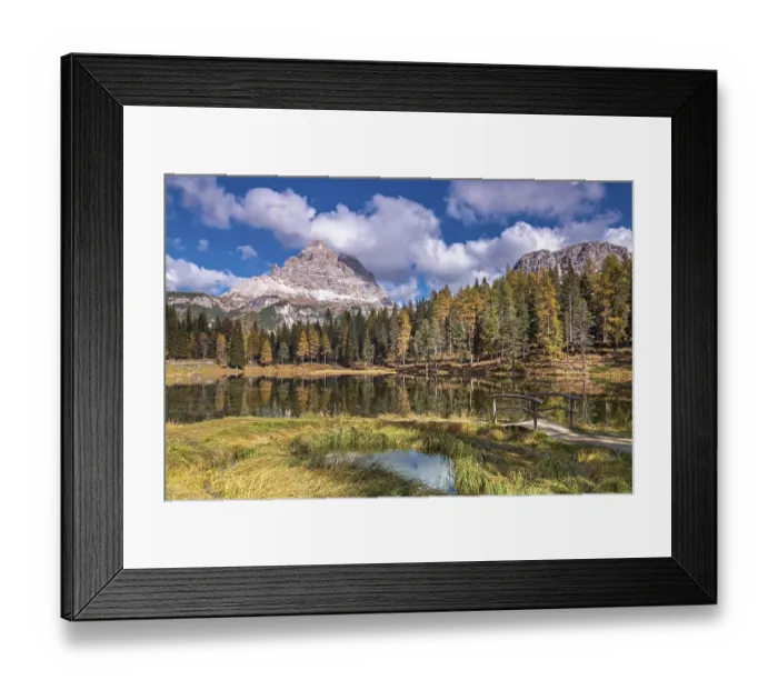 Framed Print : Autumn at Lake Antorno under the Three Peaks