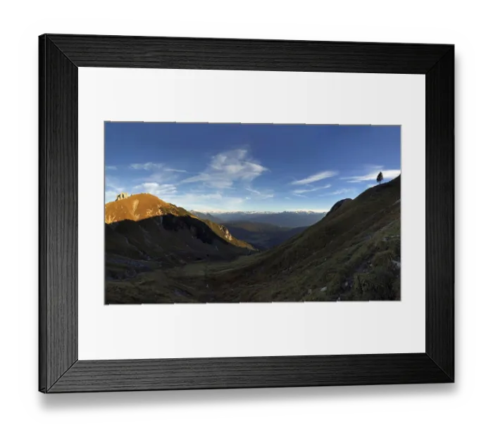 Framed Print : Panorama in the Scharnitztal valley with a view of the Wetterstein massif Framed Print : Panorama in the Scharnitztal valley with a view of the Wetterstein massif