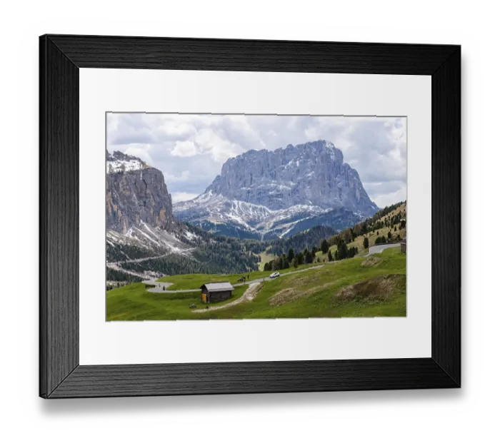 Framed Print : Landscape of Gardena Pass in the Dolomites