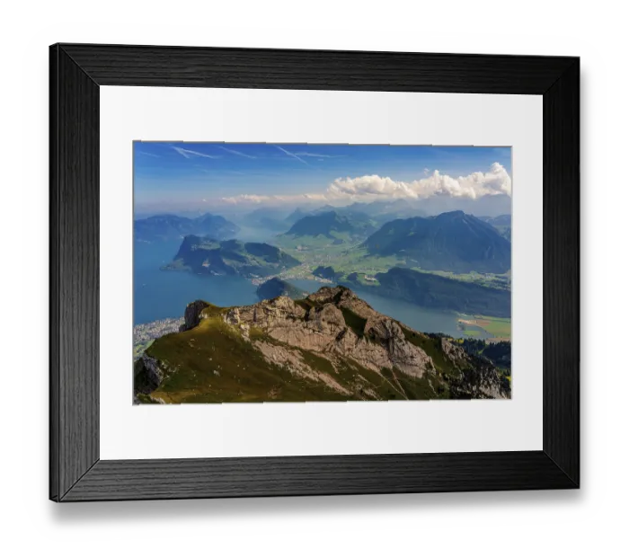 Framed Print : Panoramic view of Lake Lucerne from Pilatus Mountain in Switzerland