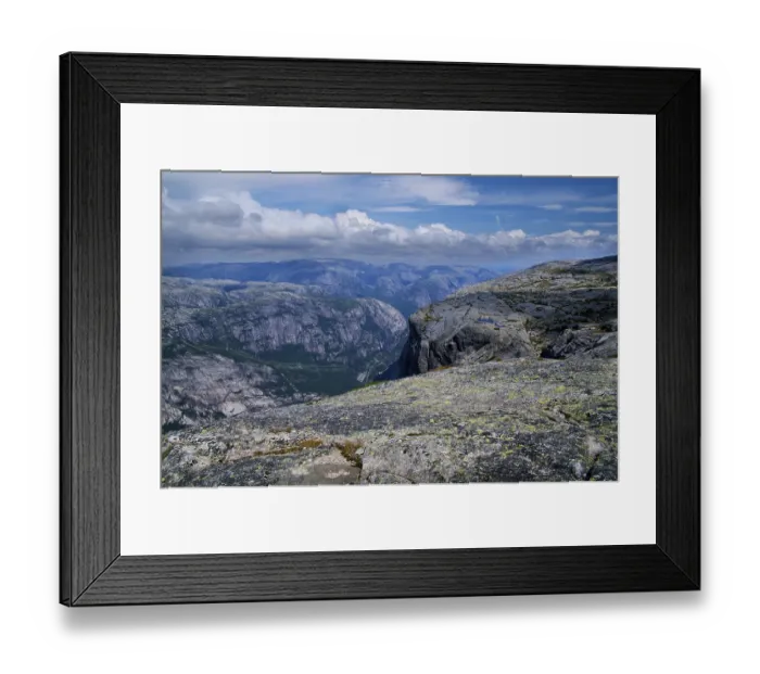 Framed Print : Fascinating mountain world on the Lysse Fjord in Norway Norwegian mountains on the fjord
