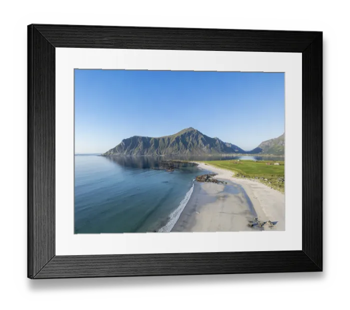 Framed Print : Aerial view over Skagsanden Beach