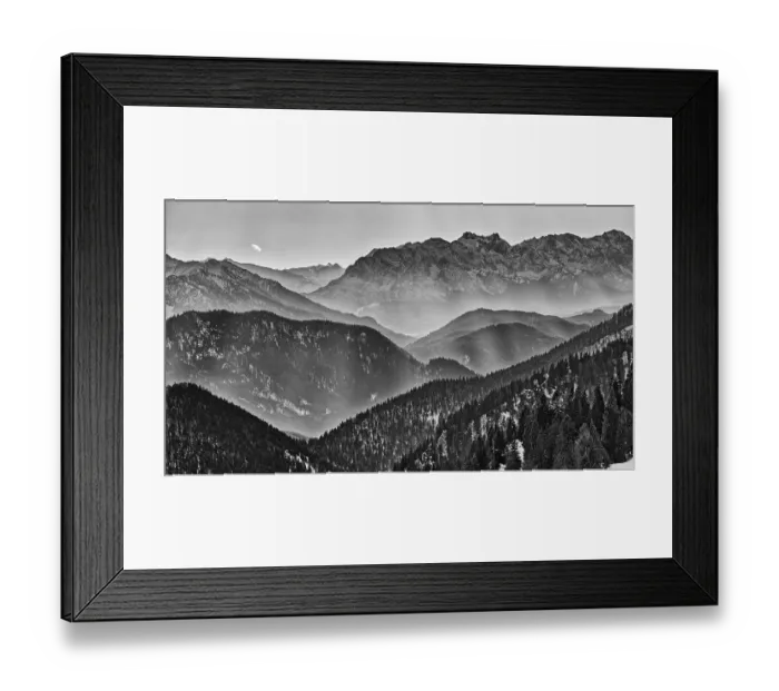Framed Print : View from Brauneck, mountain tops with fog Framed Print : View from Brauneck, mountain tops with fog