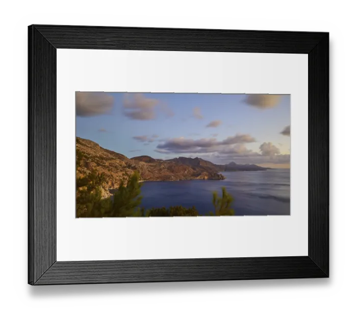 Framed Print : Coastal landscape with mountains Framed Print : Coastal landscape with mountains