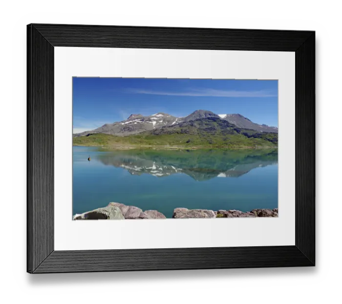 Framed Print : Mountains reflected in a fjord