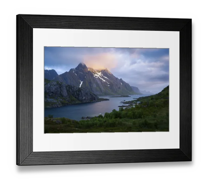 Framed Print : Mountain landscape on the Lofoten Islands